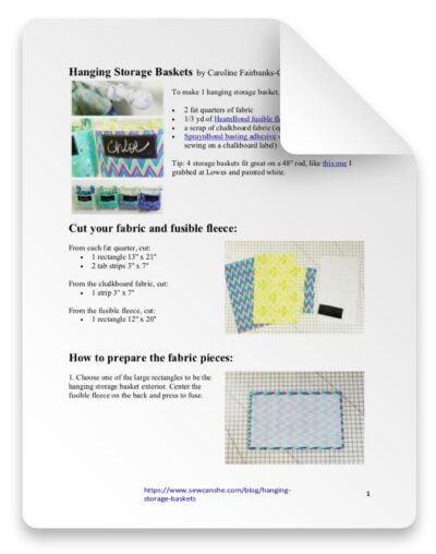 HANGING STORAGE BASKETS SEWING PATTERN